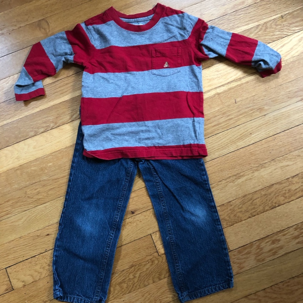 BOYS 4-5 Fall jeans & long Sleeve Outfit